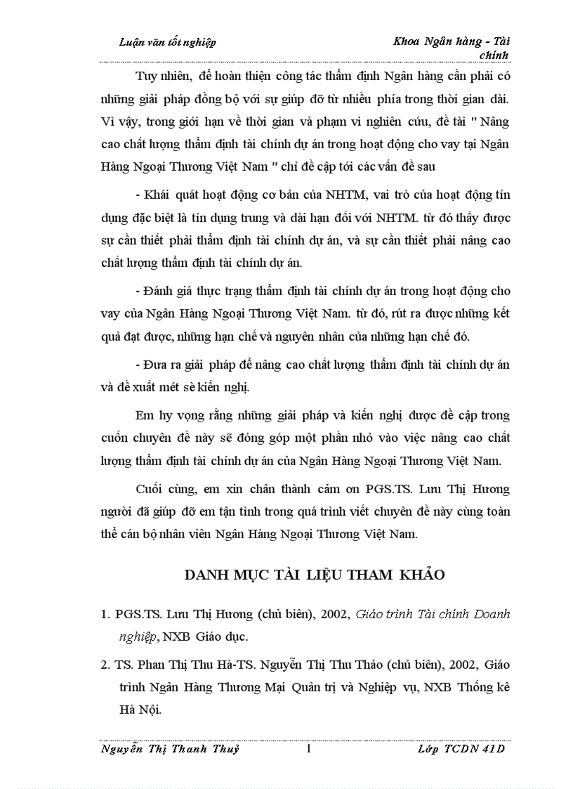 image for page Nâng cao chất lượng thẩm định tài chính dự án trong hoạt động cho vay tại Ngân Hàng Ngoại Thương Việt Nam 1