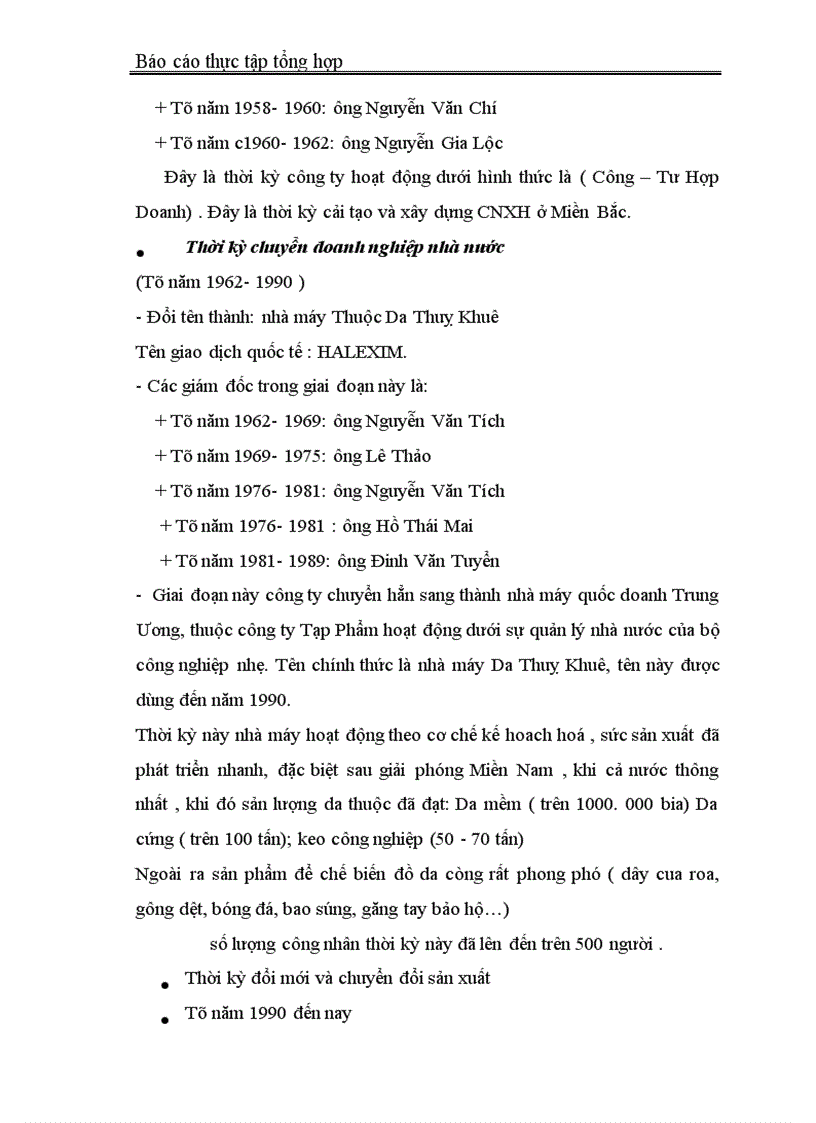 image for page Báo cáo thực tập tổng hợp tại Công ty Da Giầy Hà Nội