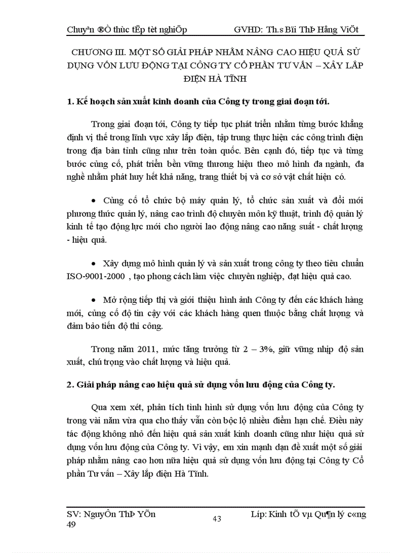 image for page Một số giải pháp nhằm nâng cao hiệu quả sử dụng vốn lưu động tại Công ty Cổ phần Tư vấn Xây lắp điện Hà Tĩnh 1