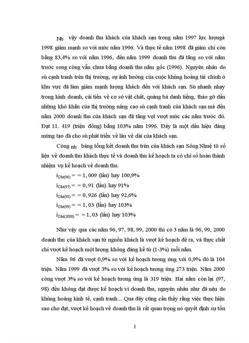 image for page Phương pháp chỉ số thống kê và vận dụng phân tích biến động tổng doanh thu của khách sạn Sông Nhuệ thời kỳ 1996 2000 1