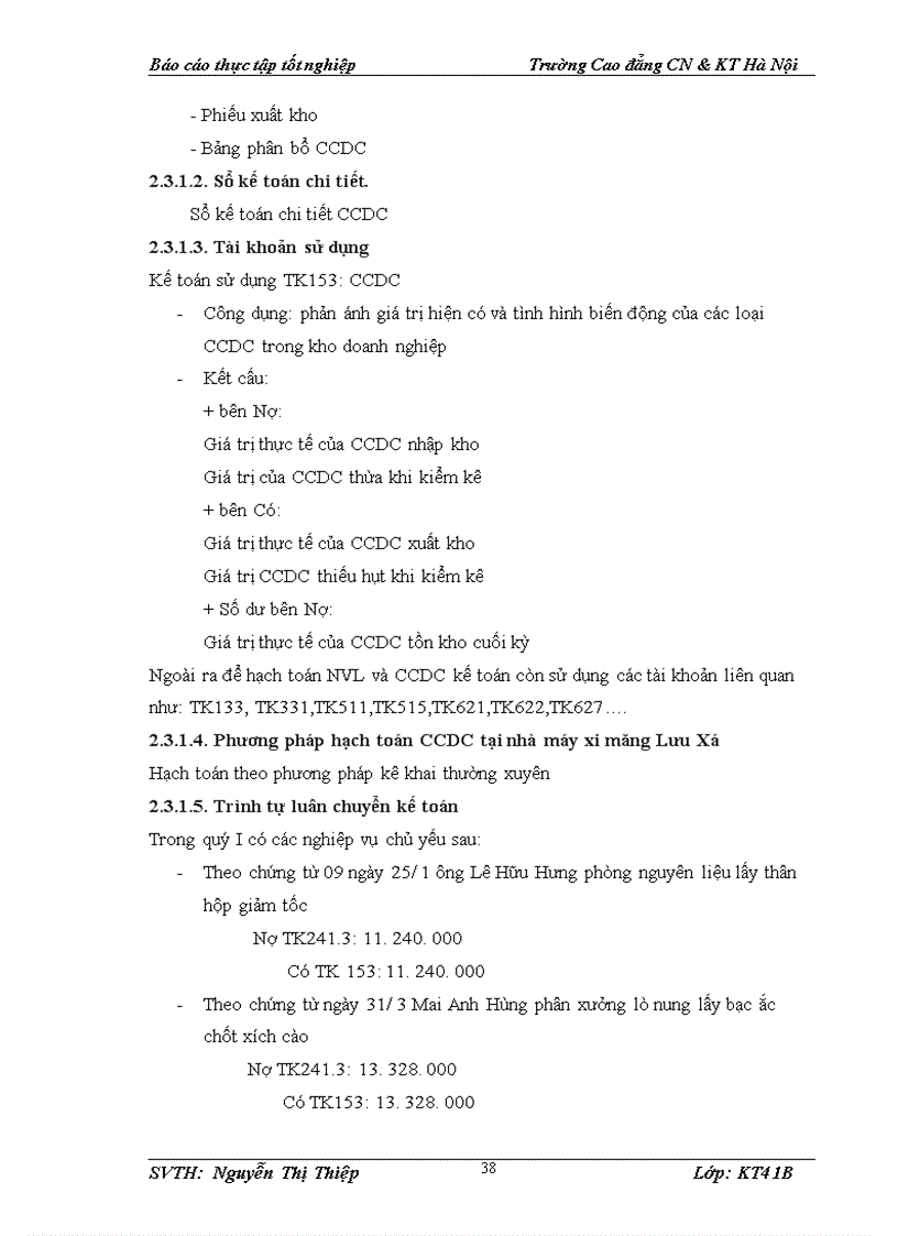 image for page tổ chức công tác kế toán nguyên vật liệu và công cụ dụng cụ tại nhà máy xi măng Lưu Xá