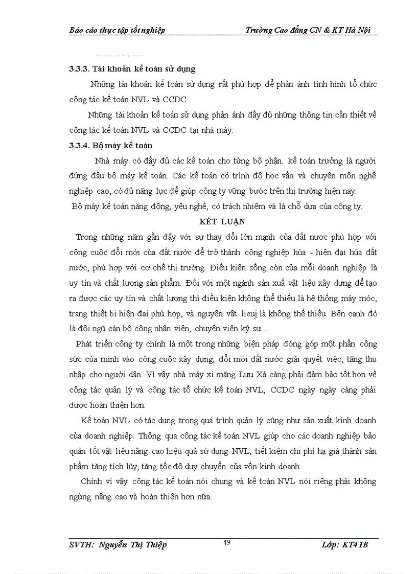 image for page tổ chức công tác kế toán nguyên vật liệu và công cụ dụng cụ tại nhà máy xi măng Lưu Xá