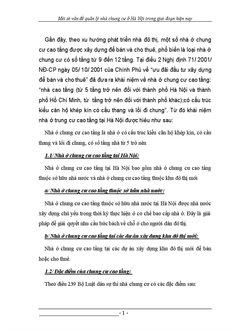 image for page Một số vấn đề quản lý nhà chung cư ở trong giai đoạn hiện nay