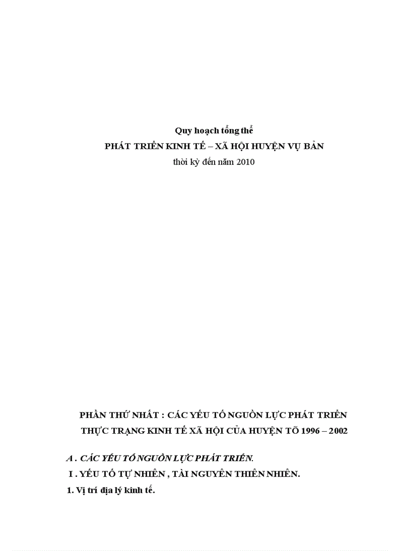 image for page Quy hoạch tổng thể phát triển kinh tế xãhội huyện vụ bản thời kỳ đến năm 2010