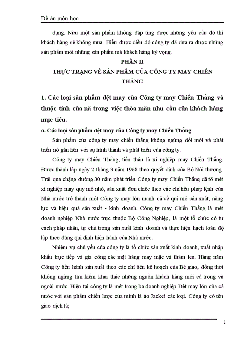 image for page Sản phẩm dệt may xét từ góc độ marketing và các giải pháp về sản phẩm trong hoạt động marketing của công ty may chiến thắng 1