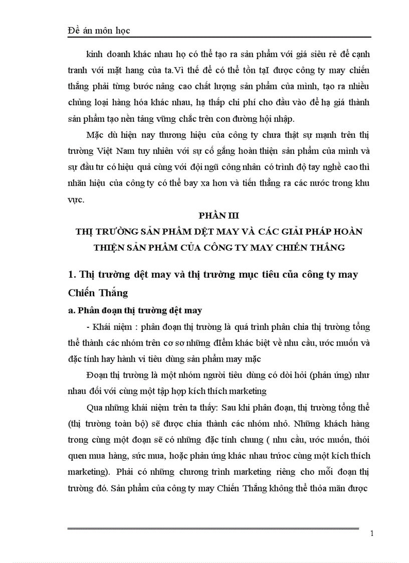 image for page Sản phẩm dệt may xét từ góc độ marketing và các giải pháp về sản phẩm trong hoạt động marketing của công ty may chiến thắng 1