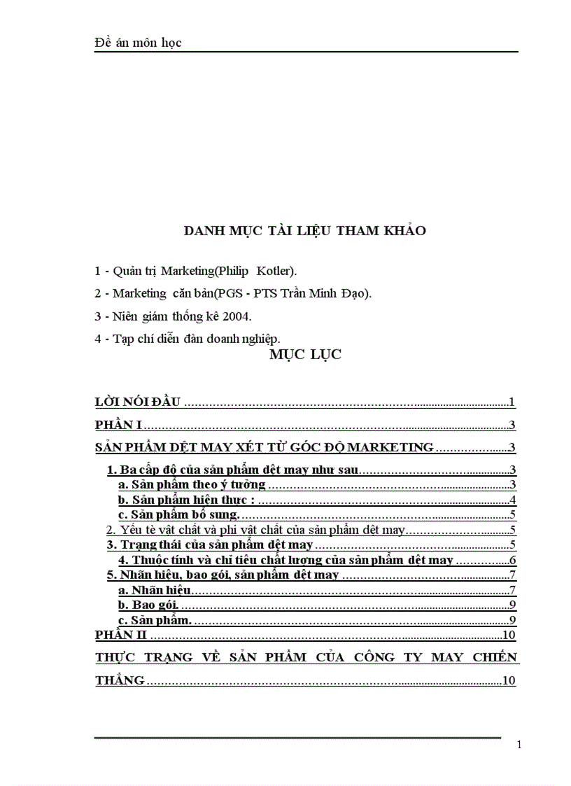 image for page Sản phẩm dệt may xét từ góc độ marketing và các giải pháp về sản phẩm trong hoạt động marketing của công ty may chiến thắng 1