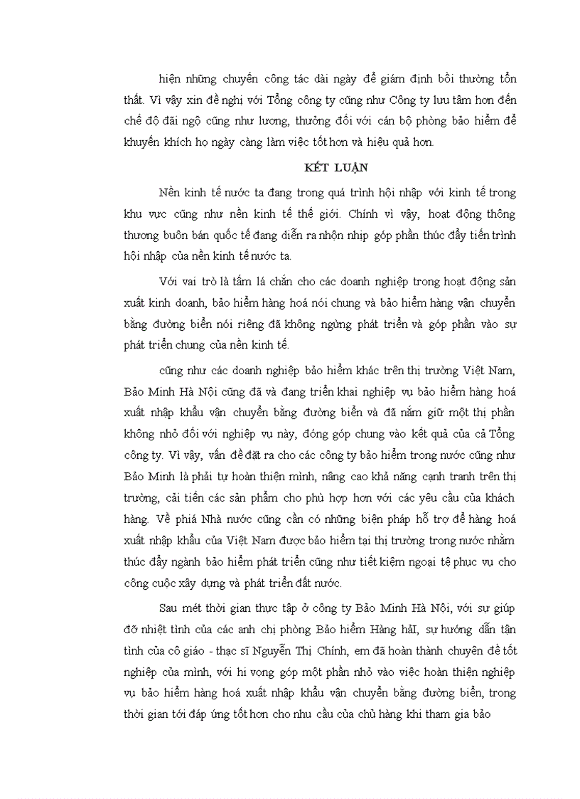 image for page Tình hình triển khai nghiệp vụ bảo hiểm hàng hoá xuất nhập khẩu vận chuyển bằng đường biển tại Bảo Minh Hà Nội 1