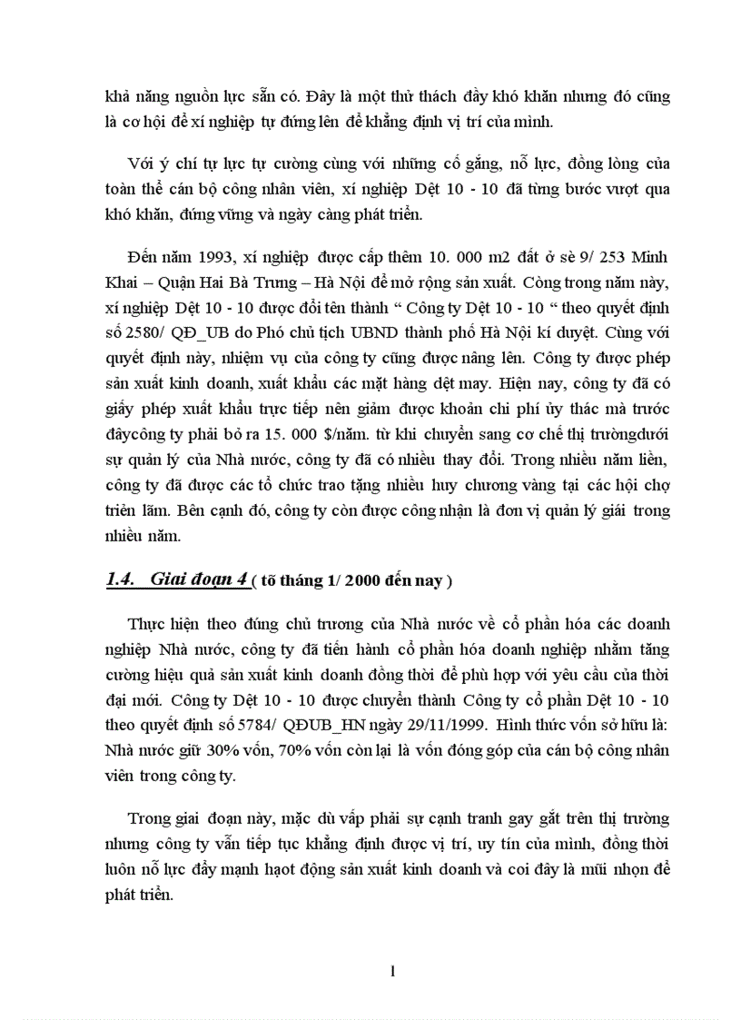 image for page Báo cáo thực tập tổng hợp tại Công ty cổ phần Dệt 10 10