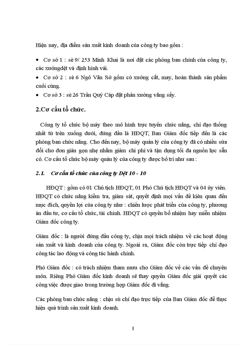 image for page Báo cáo thực tập tổng hợp tại Công ty cổ phần Dệt 10 10