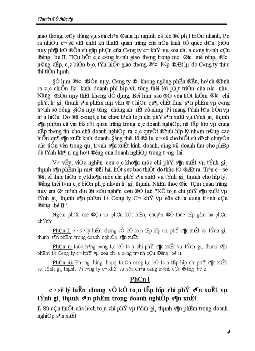 image for page Kế toán chi phí sản xuất và tính giá thành sản phẩm tại Công ty Cơ khí và sửa chữa công trình cầu đường bộ II 1