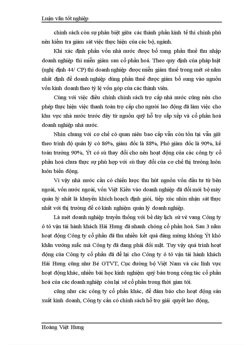 image for page Thực trạng và những bài học kinh nghiệm cổ phần hoá tại Công ty cổ phần ô tô vận tải hành khách Hải Hưng 1