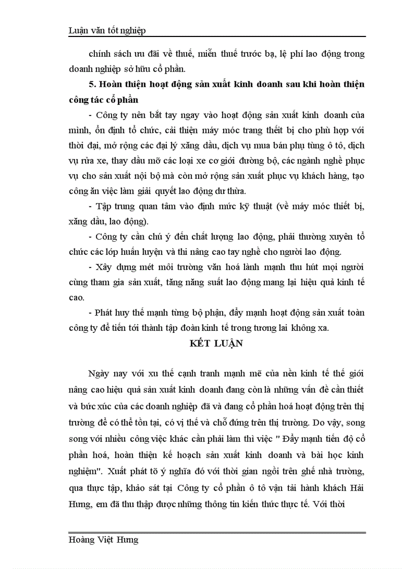 image for page Thực trạng và những bài học kinh nghiệm cổ phần hoá tại Công ty cổ phần ô tô vận tải hành khách Hải Hưng 1