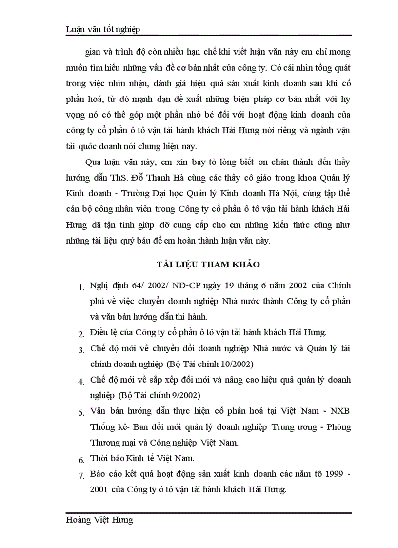 image for page Thực trạng và những bài học kinh nghiệm cổ phần hoá tại Công ty cổ phần ô tô vận tải hành khách Hải Hưng 1