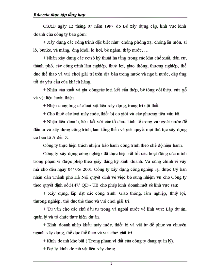 image for page Báo cáo thực tập tổng hợp tại công ty Xây dựng Công nghiệp Hà Nội