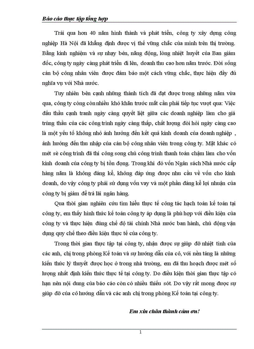 image for page Báo cáo thực tập tổng hợp tại công ty Xây dựng Công nghiệp Hà Nội