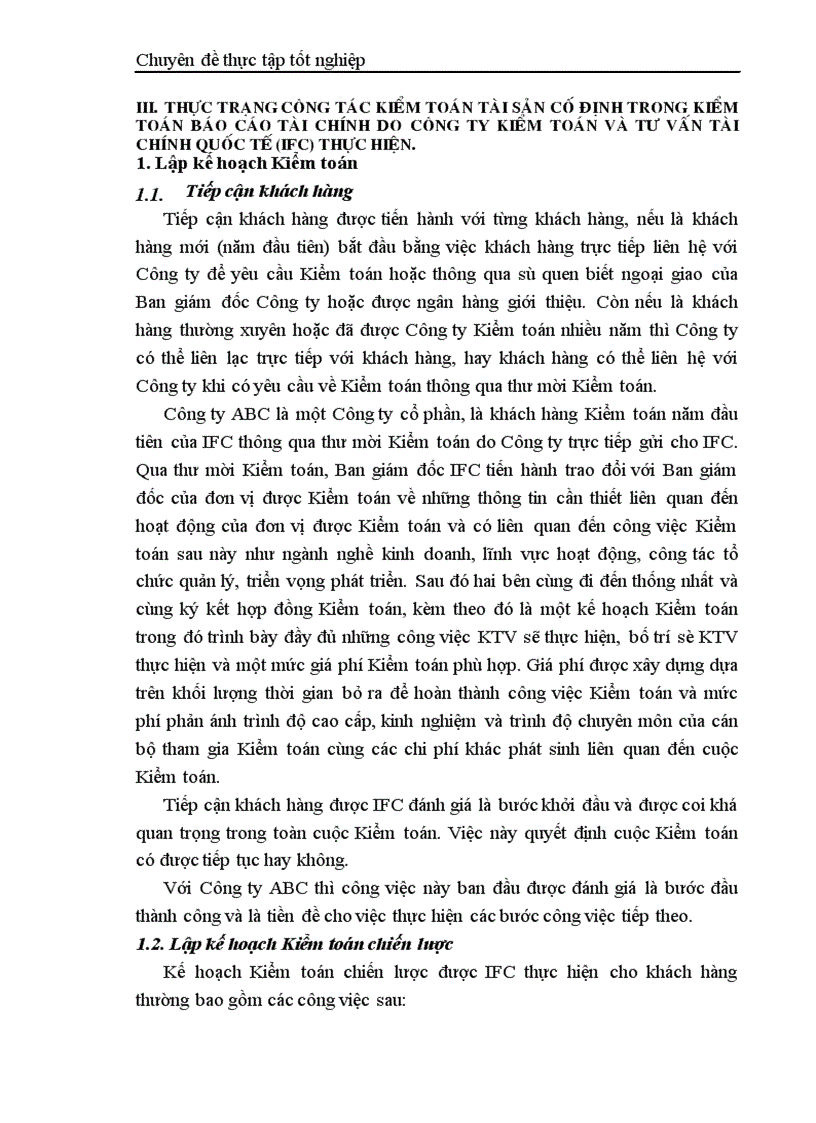 image for page Thực trạng kiểm toán khoản mục TSCĐ trong kiểm toán báo cáo tài chính do công ty TNHH Kiểm toán và Tư vấn tài chính quốc tế IFC thực hiện 1