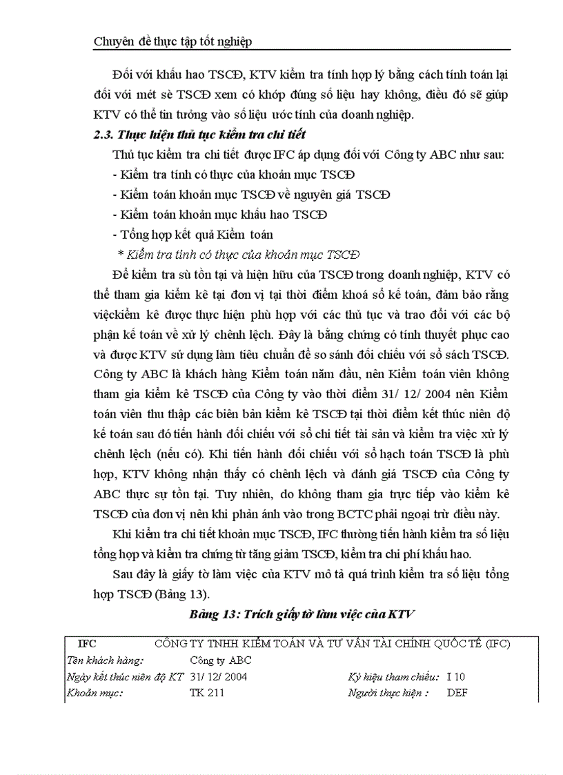 image for page Thực trạng kiểm toán khoản mục TSCĐ trong kiểm toán báo cáo tài chính do công ty TNHH Kiểm toán và Tư vấn tài chính quốc tế IFC thực hiện 1