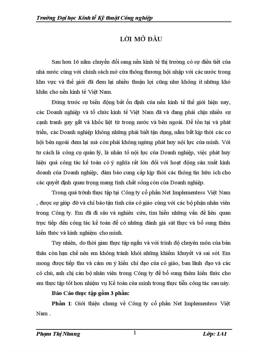 image for page Thực trạng công tác kế toán tại Công ty cổ phần Net Implementess Việt Nam