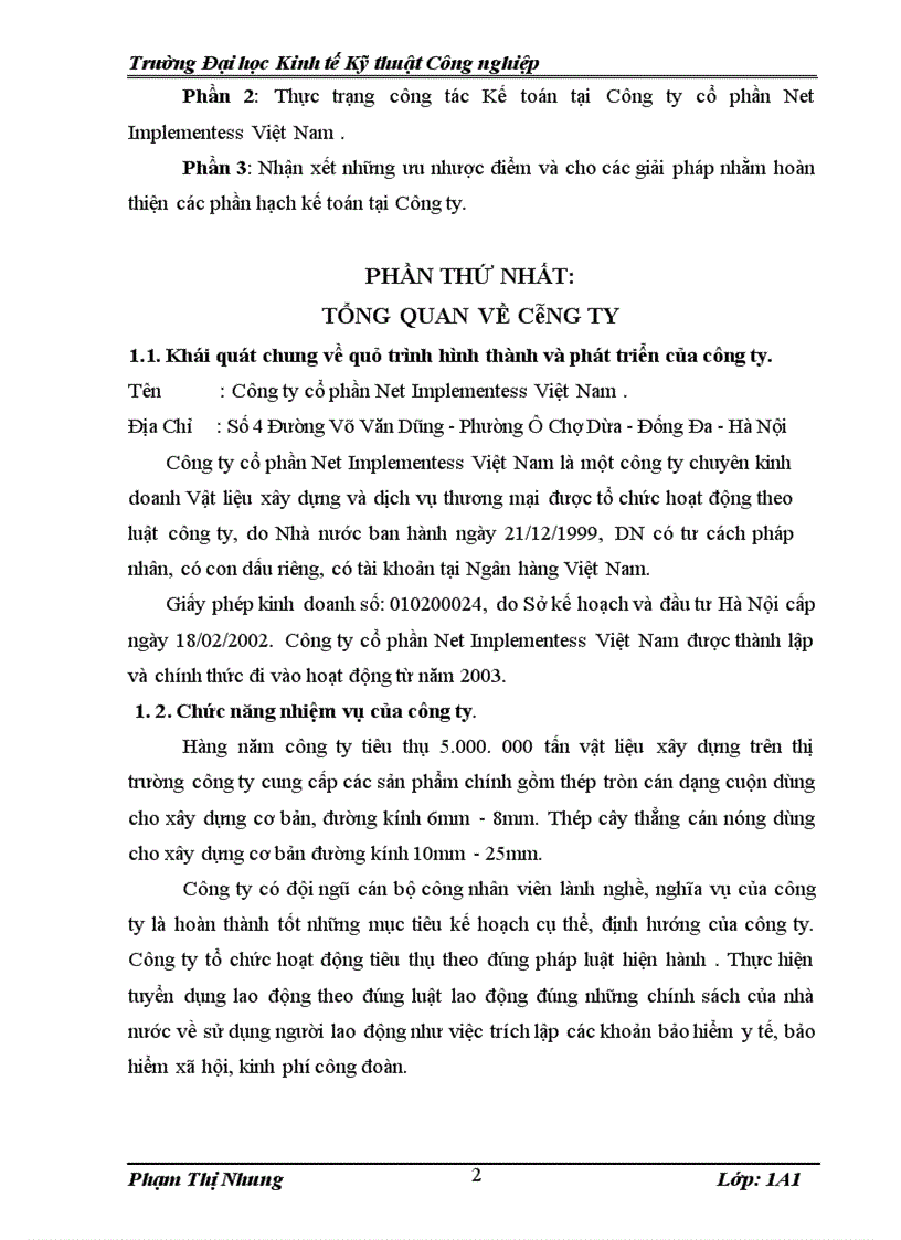 image for page Thực trạng công tác kế toán tại Công ty cổ phần Net Implementess Việt Nam