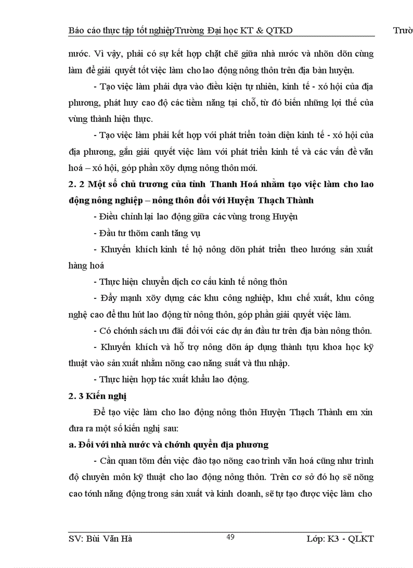 image for page Giải pháp kiến nghị và đề xuất về vấn đề giải quyết việc làm trong lĩnh vực nông nghiệp nông thôn trên địa bàn huyện Thạch Thành