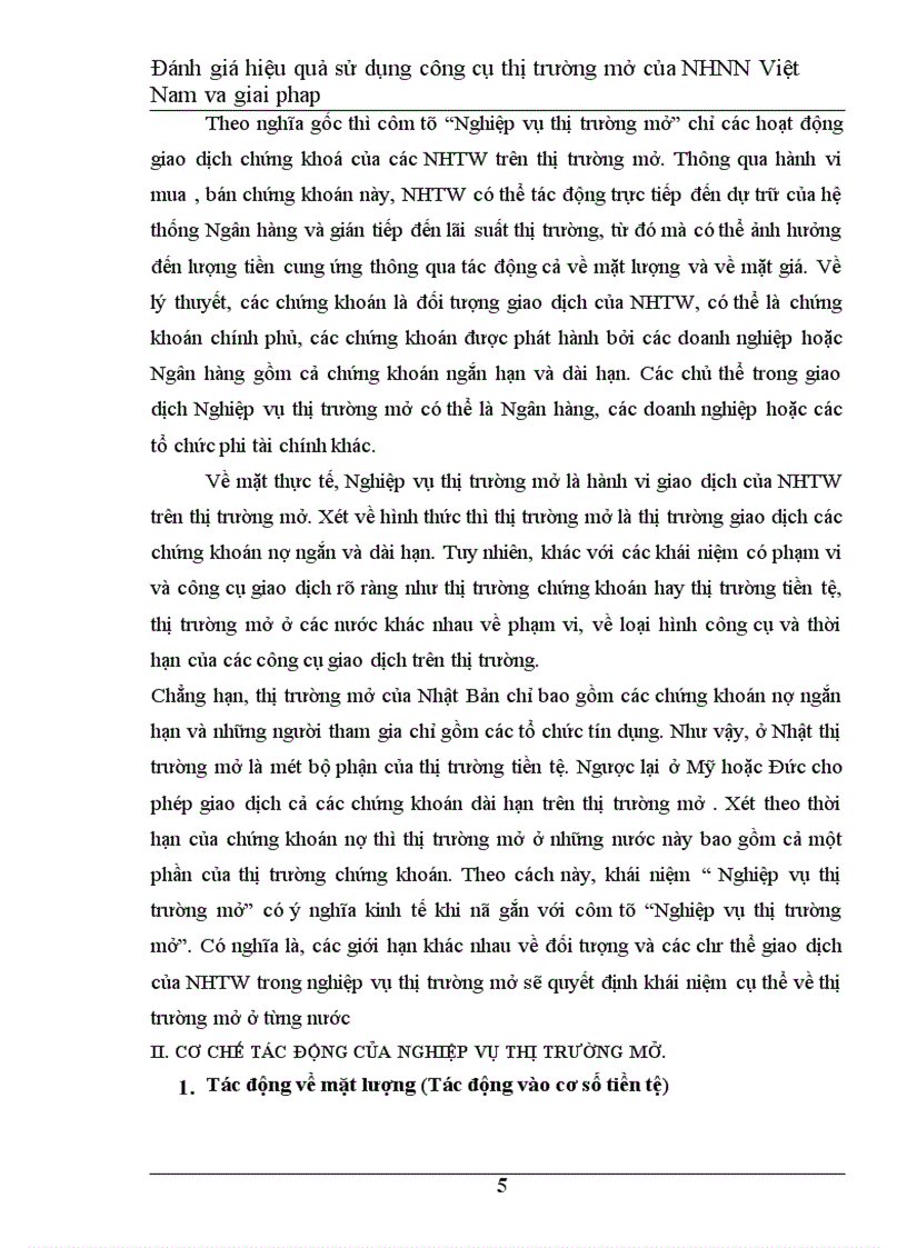 image for page Đánh giá hiệu quả hoạt động nghiệp vụ thị trường mở của Ngân Hàng Nhà Nước Việt Nam và giải pháp 1