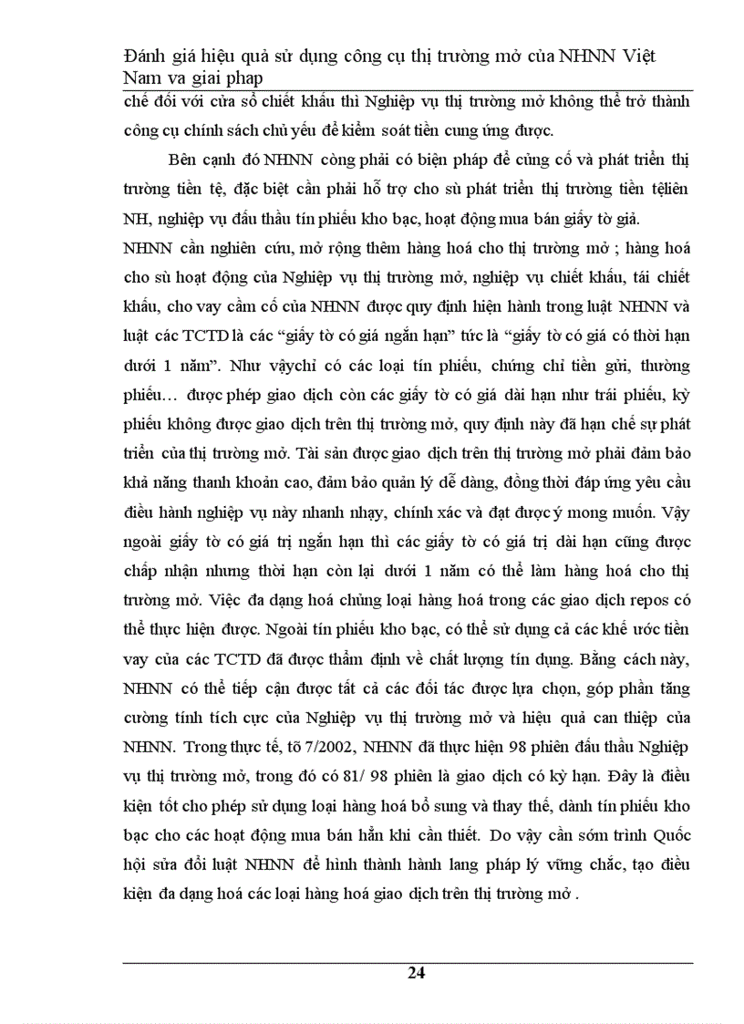 image for page Đánh giá hiệu quả hoạt động nghiệp vụ thị trường mở của Ngân Hàng Nhà Nước Việt Nam và giải pháp 1