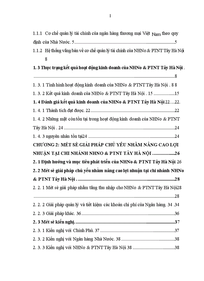 image for page Một số giải pháp chủ yếu nhằm nâng cao lợi nhuận tại chi nhánh NHNo PTNT Tây Hà Nội