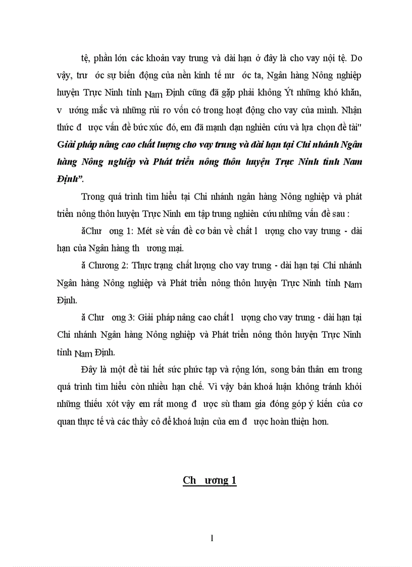 image for page Giải pháp nâng cao chất lượng cho vay trung và dài hạn tại Chi nhánh Ngân hàng Nông nghiệp và Phát triển nông thôn huyện Trực Ninh tỉnh Nam Định 1