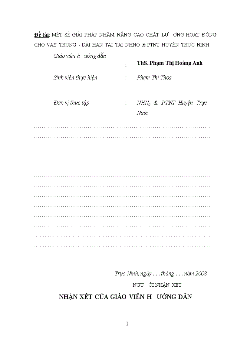 image for page Giải pháp nâng cao chất lượng cho vay trung và dài hạn tại Chi nhánh Ngân hàng Nông nghiệp và Phát triển nông thôn huyện Trực Ninh tỉnh Nam Định 1