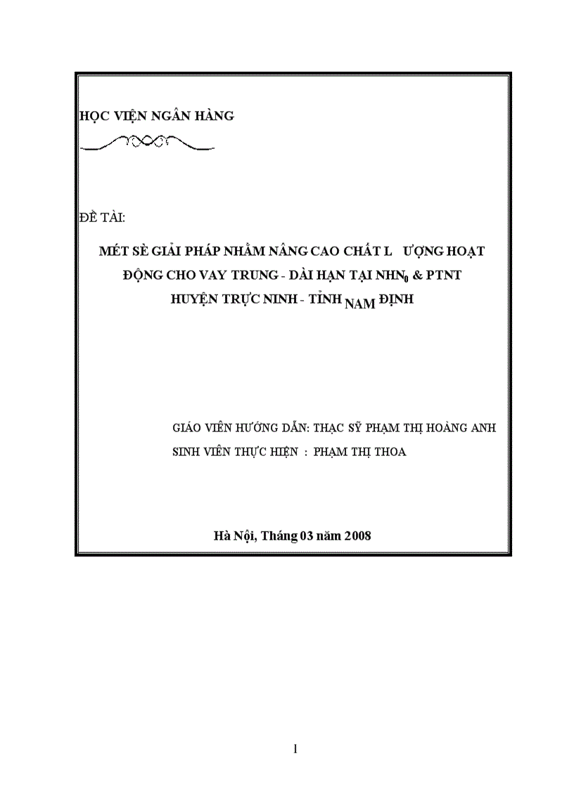 image for page Giải pháp nâng cao chất lượng cho vay trung và dài hạn tại Chi nhánh Ngân hàng Nông nghiệp và Phát triển nông thôn huyện Trực Ninh tỉnh Nam Định 1