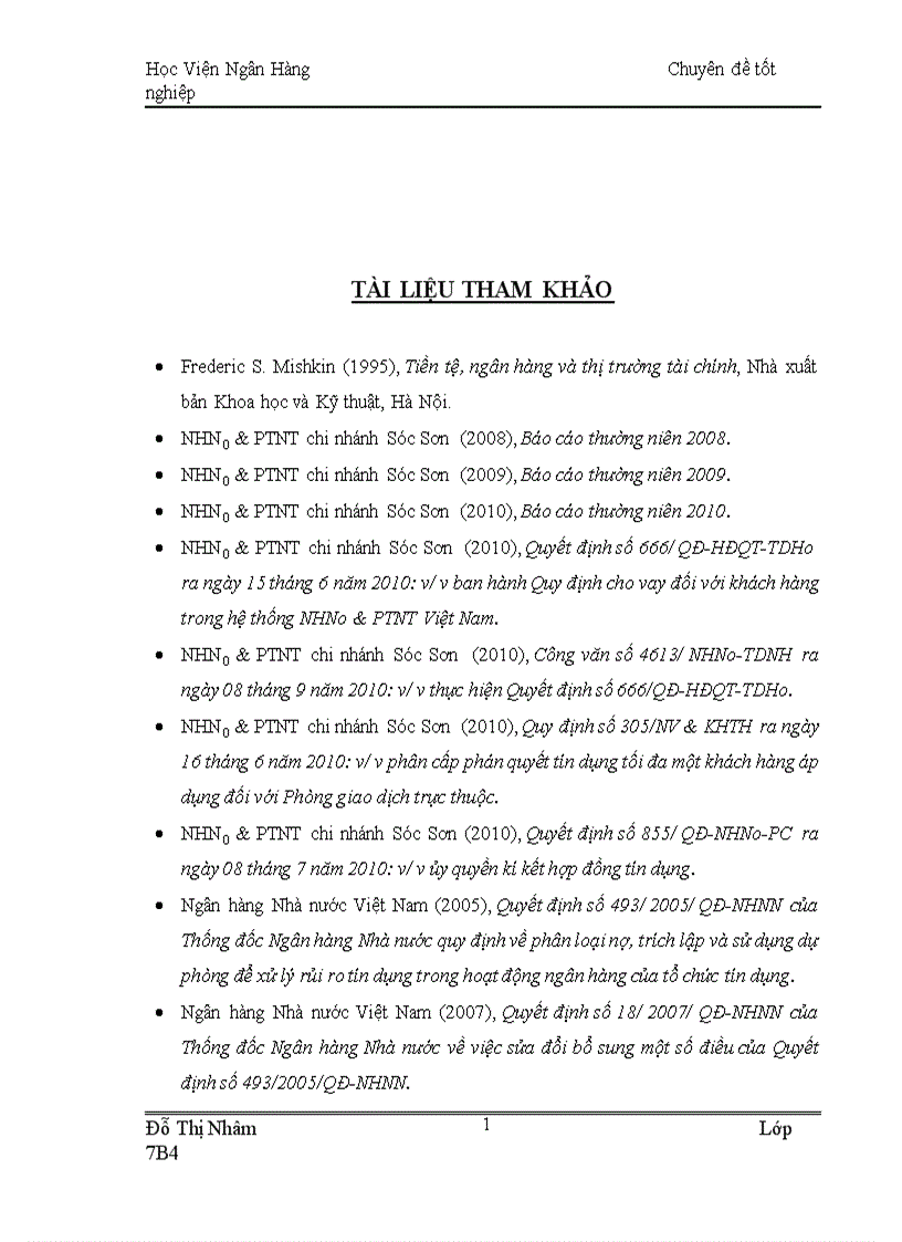 image for page Tăng cuờng quản lý rủi ro tín dụng tại Ngân hàng Nông nghiệp và Phát triển nông thôn Việt Nam chi nhánh Sóc Sơn