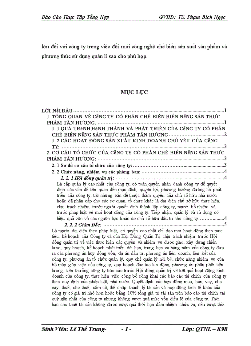 image for page Tình hình hoạt động sản xuất kinh doanh của công ty cổ phần chế biến biến nông sản thực phẩm Tân Hương