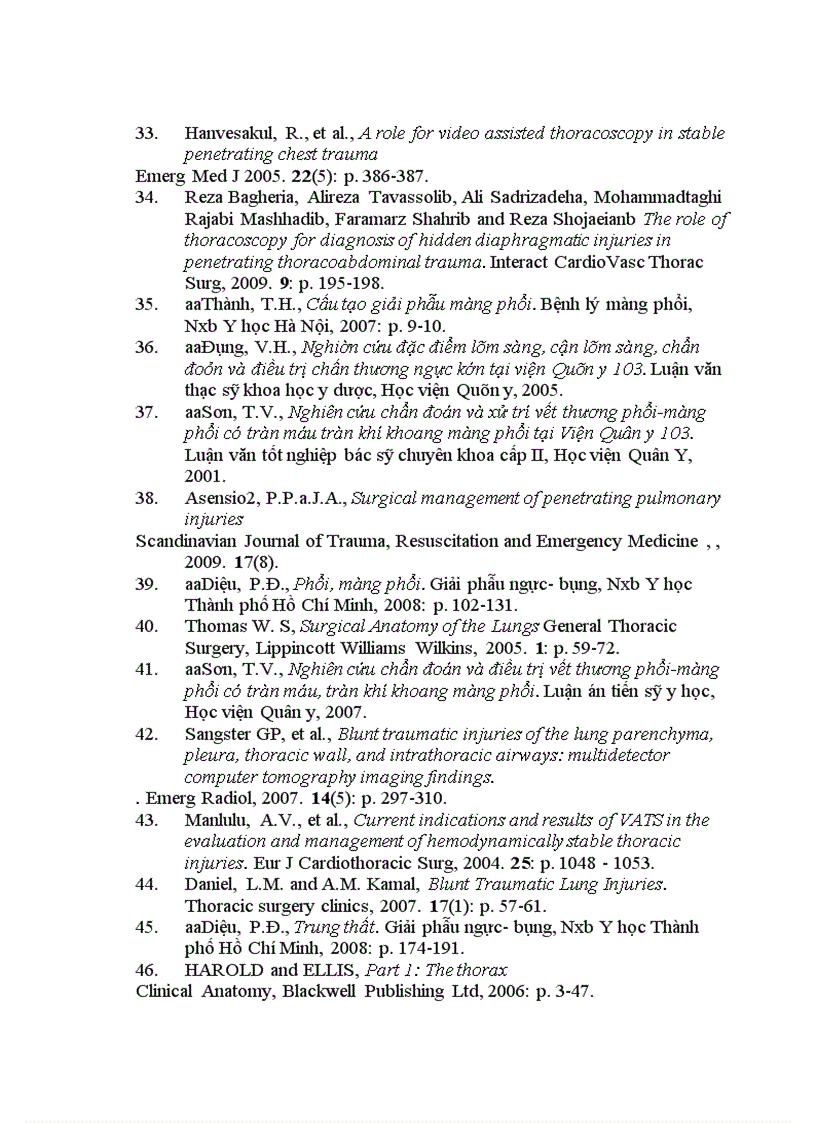 image for page Nghiên cứu ứng dụng phẫu thuật nội soi lồng ngực trong chẩn đoán và điều trị chấn thương ngực