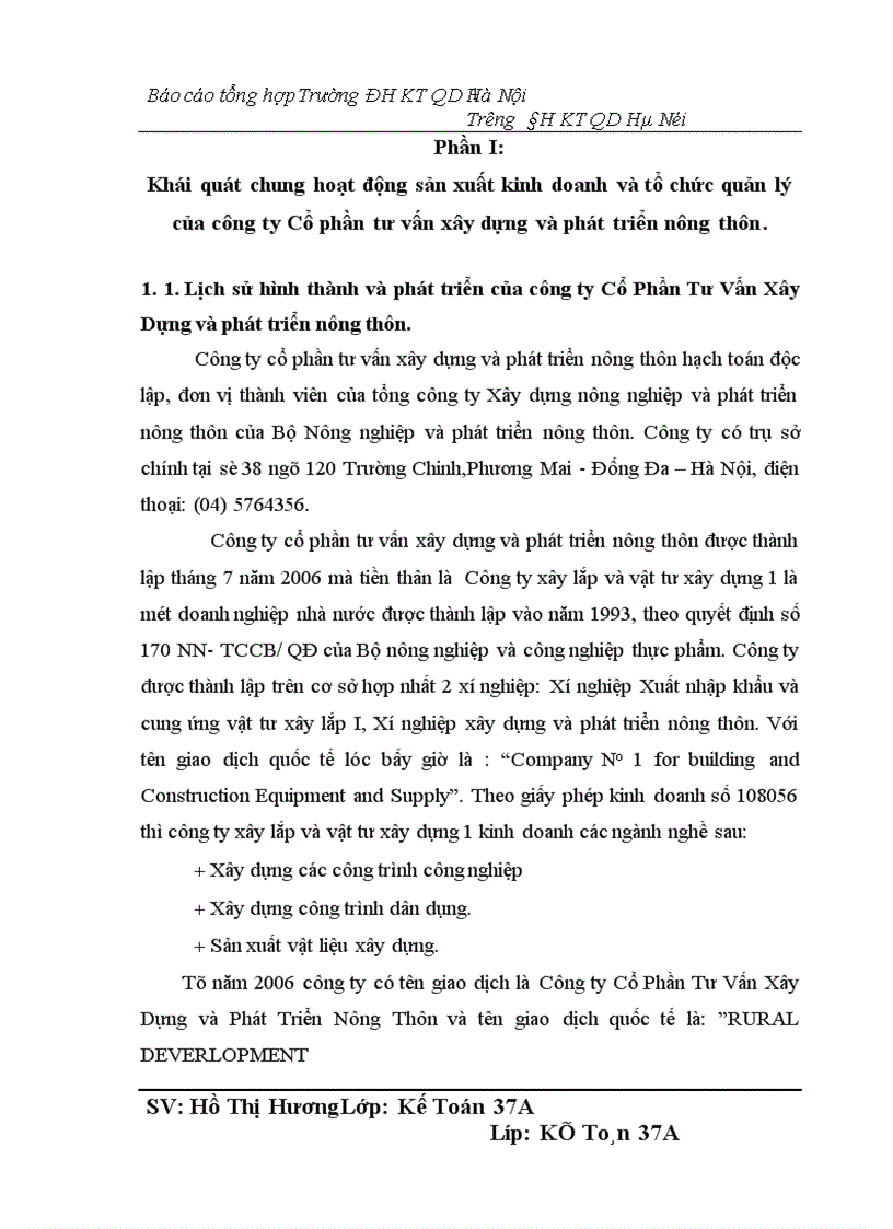 image for page Thực tế tổ chức kế toán tại Công ty cổ phần tư vấn xây dựng và phát triển nông thôn