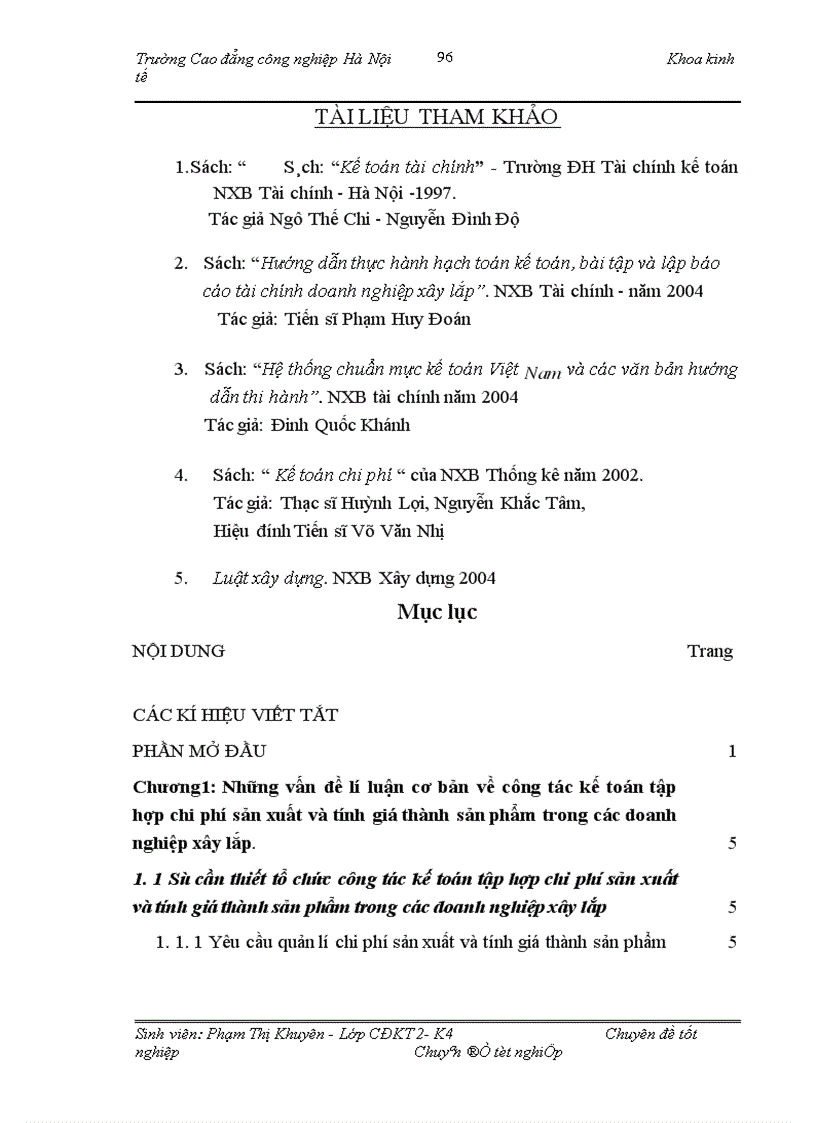 image for page Hoàn thiện công tác kế toán tập hợp chi phí sản xuất và tính giá thành sản phẩm xây lắp tại Xí nghiệp xây lắp H36 Công ty xây lắp hoá chất 1