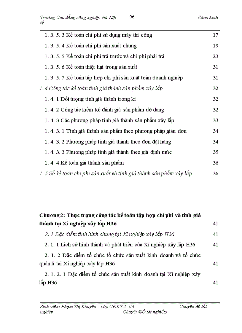 image for page Hoàn thiện công tác kế toán tập hợp chi phí sản xuất và tính giá thành sản phẩm xây lắp tại Xí nghiệp xây lắp H36 Công ty xây lắp hoá chất 1