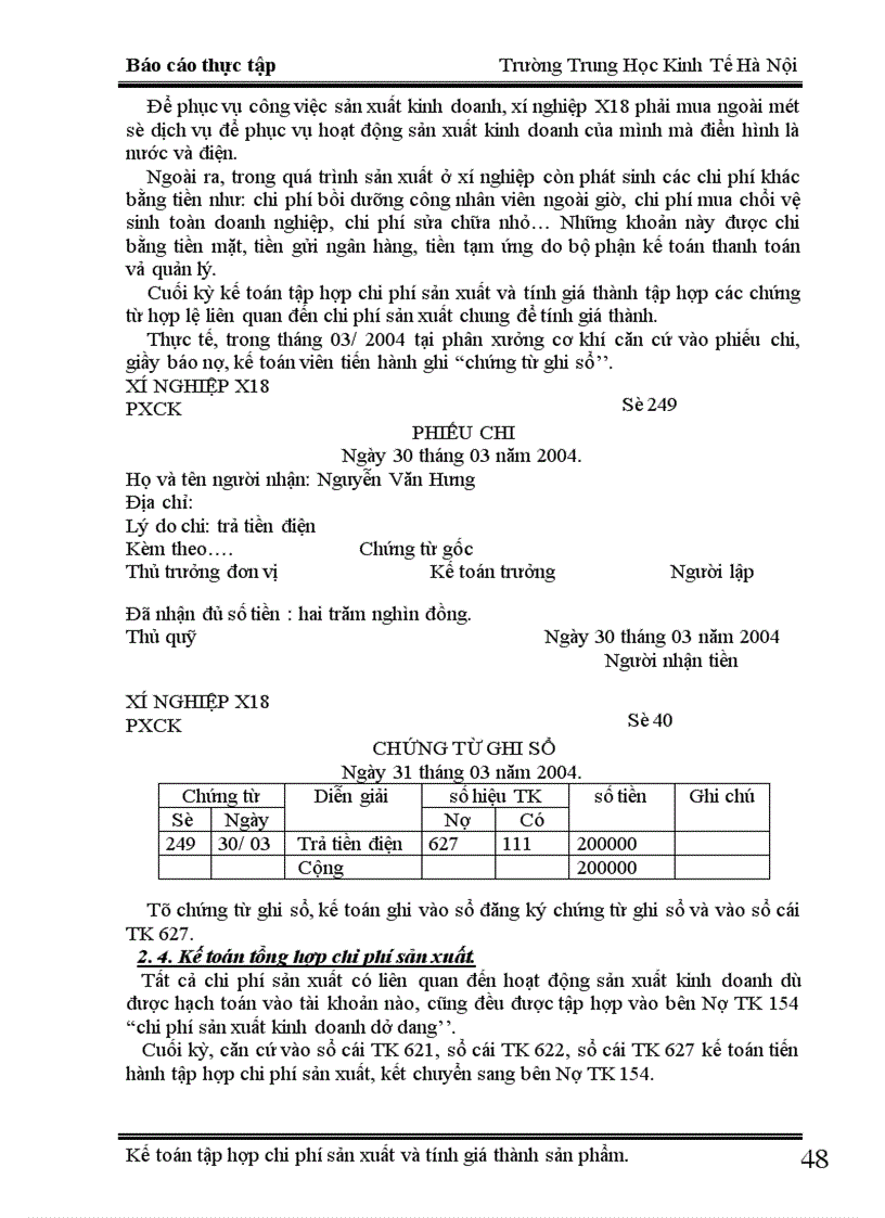 image for page Kế toán chi phí sản xuất và tính giá thành sản phẩm tại xí nghiệp X18 1