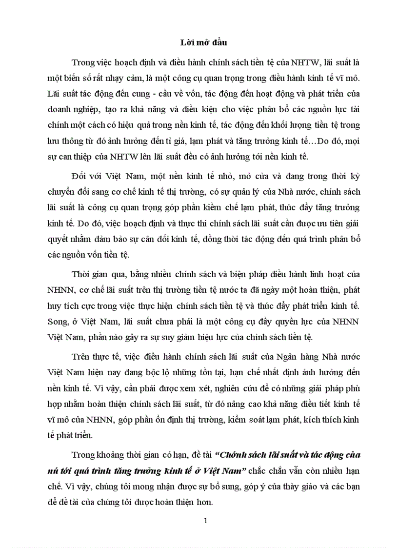 image for page Chính sách lãi suất và tác động của nó tới quá trình tăng trưởng kinh tế ở Việt Nam 1