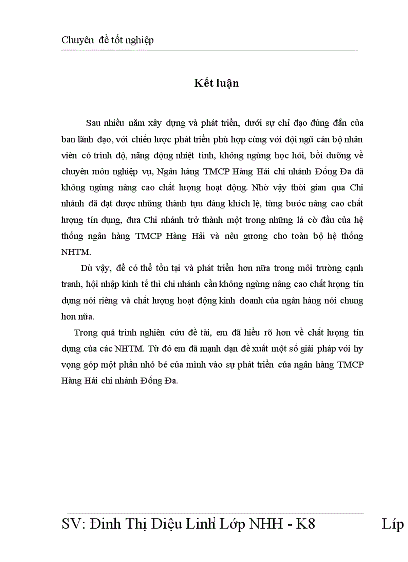 image for page Nâng cao chất lượng tín dụng tại chi nhánh ngân hàng Hàng Hải Đống Đa