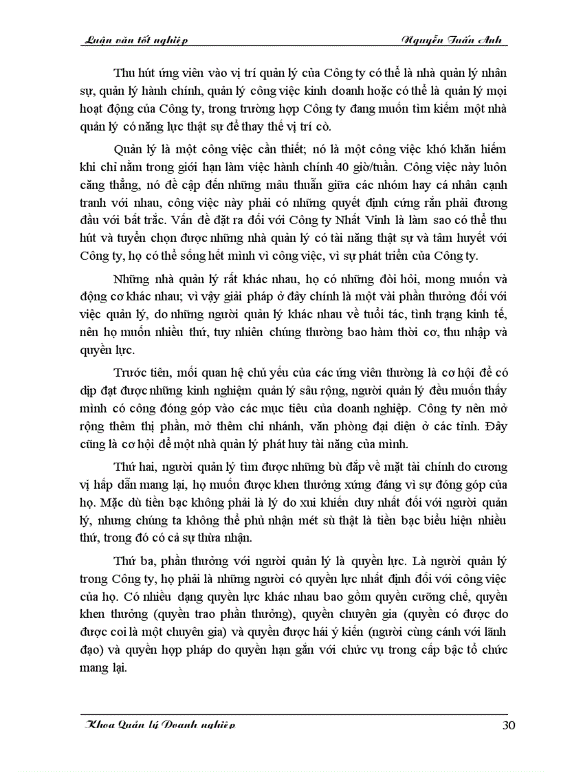 image for page Một số giải pháp nhằm hoàn thiện công tác quản lý nhân sự tại Công ty Nhất Vinh 1
