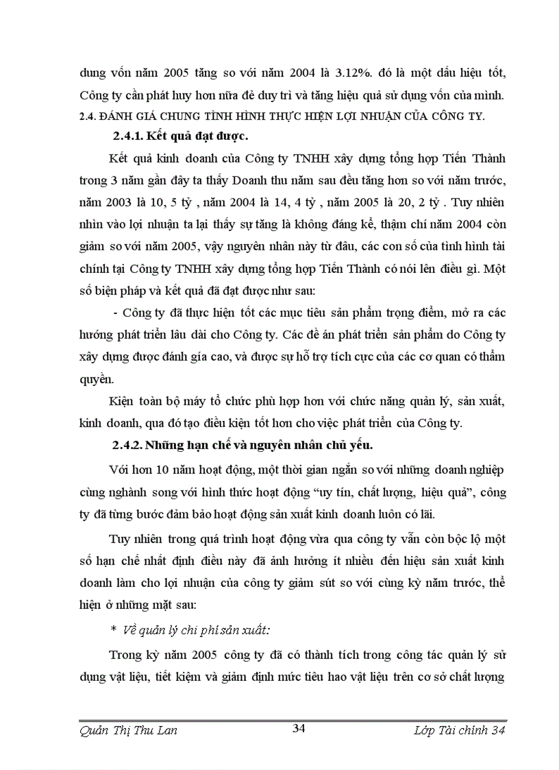 image for page Lợi nhuận và các biên pháp tăng lợi nhuận tại Công ty TNHH Xây Dựng và tổng hợp Tiến Thành 1