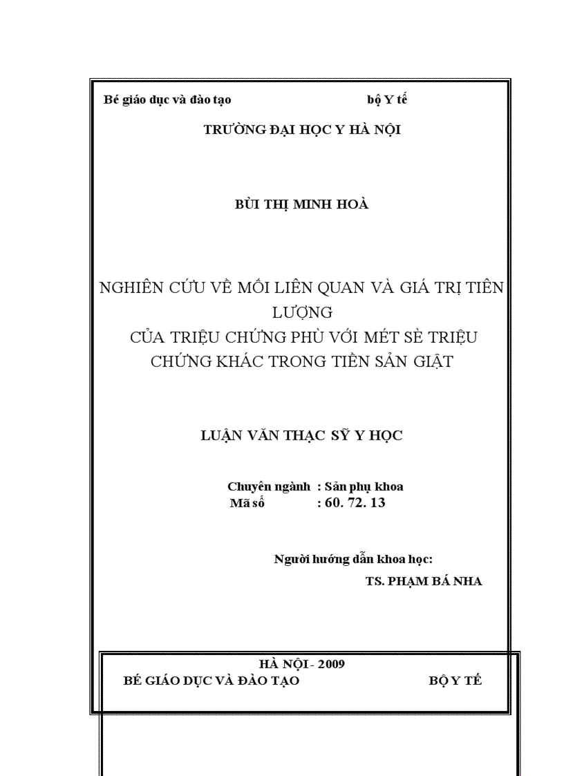 image for page Nghiên cứu về mối liên quan và giá trị tiên lượng của triệu chứng phù với các triệu chứng khác trong tiền sản giật 1