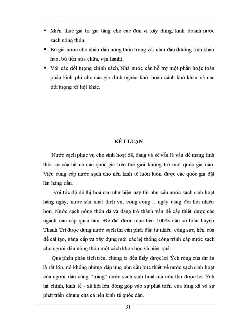 image for page Phân tích chi phí lợi ích của Dự án cấp nước sinh hoạt cho các xã còn lại thuộc huyện Thanh Trì Hà Nội