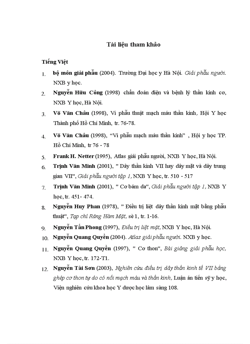 image for page Đánh giá kết quả xa của phương pháp điều trị liệt mặt bằng ghép cơ thon tự do có nối mạch máu và thần kinh