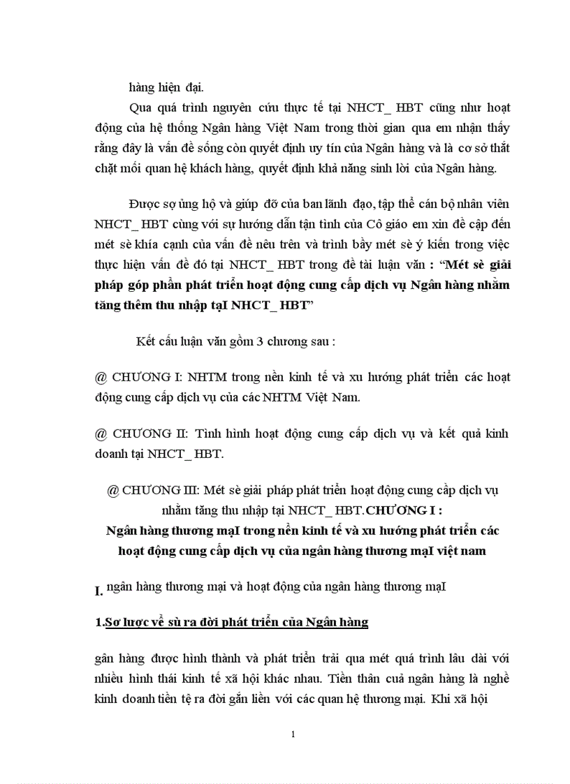 image for page Một số giải pháp góp phần phát triển hoạt động cung cấp dịch vụ Ngân hàng nhằm tăng thêm thu nhập tại NHCT HBT
