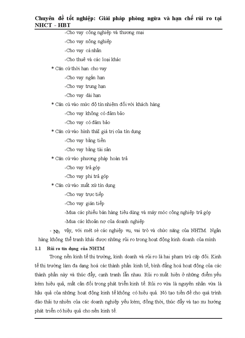 image for page Một số giải pháp phòng ngừa và hạn chế rủi ro tín dụng tại Ngân Hàng Công Thương Hai Bà Trưng