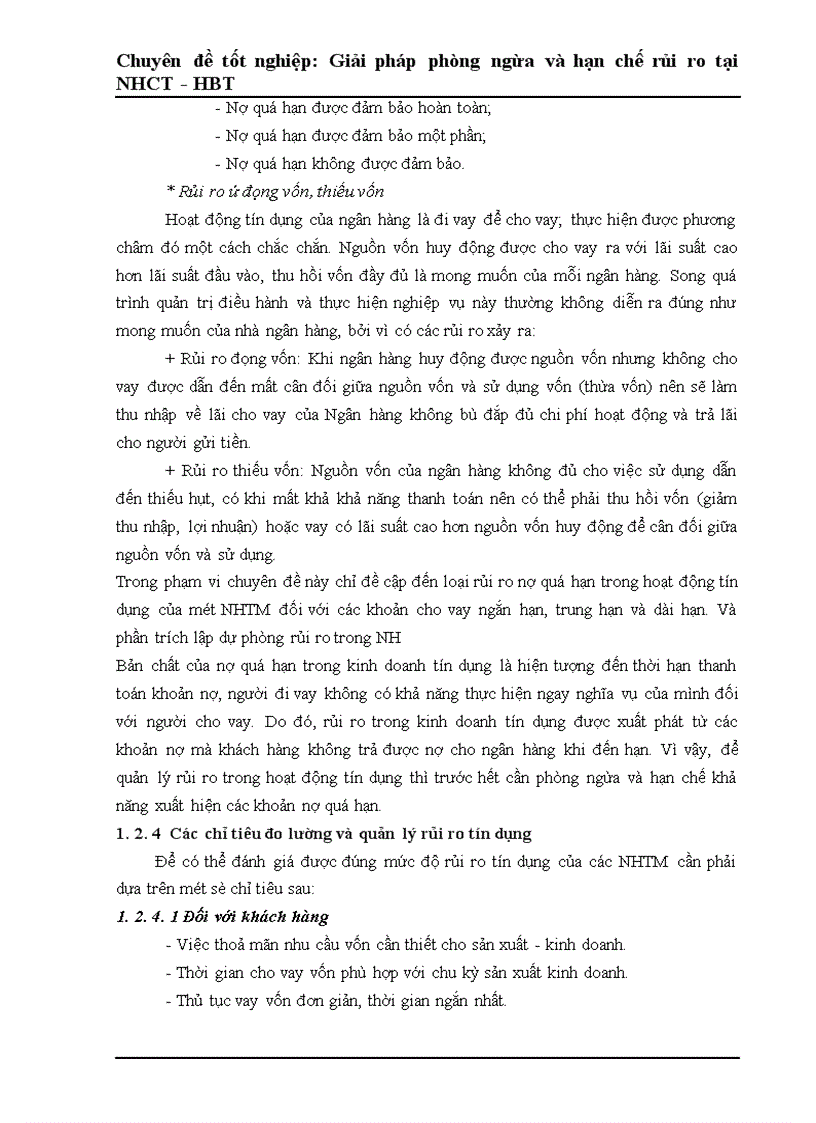 image for page Một số giải pháp phòng ngừa và hạn chế rủi ro tín dụng tại Ngân Hàng Công Thương Hai Bà Trưng