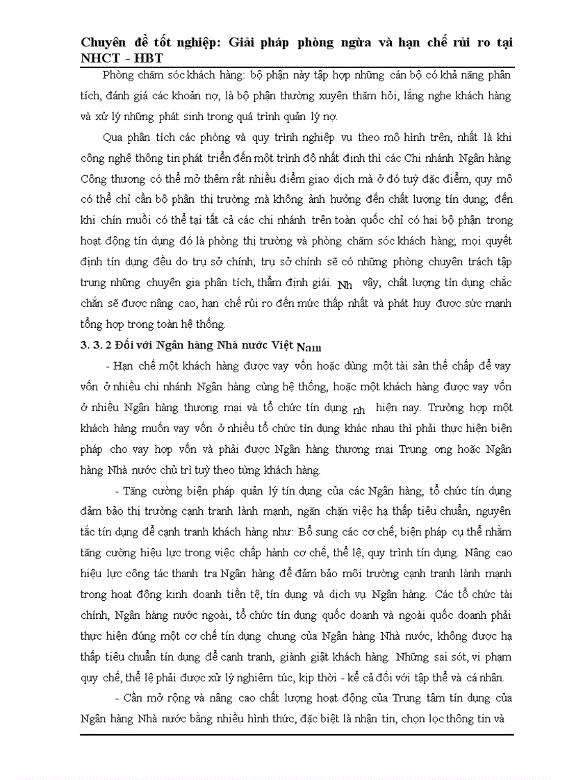 image for page Một số giải pháp phòng ngừa và hạn chế rủi ro tín dụng tại Ngân Hàng Công Thương Hai Bà Trưng