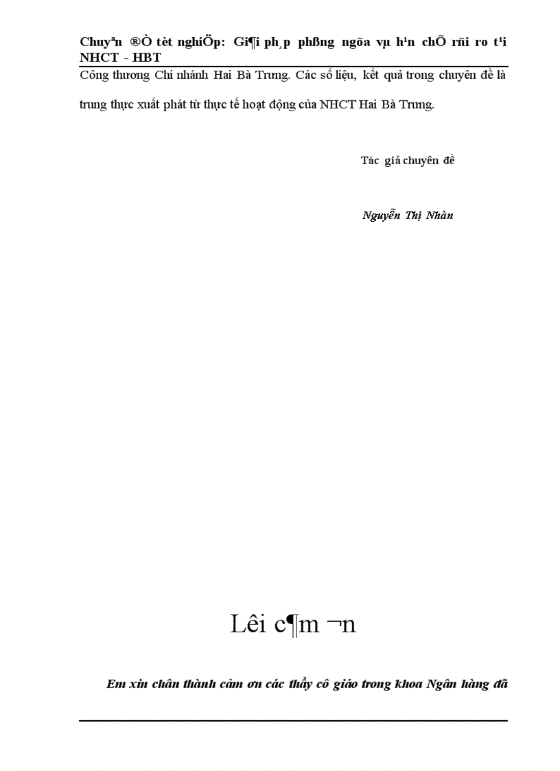 image for page Một số giải pháp phòng ngừa và hạn chế rủi ro tín dụng tại Ngân Hàng Công Thương Hai Bà Trưng